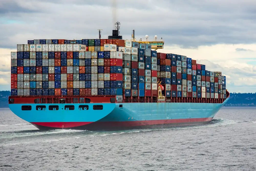 Loaded container ship