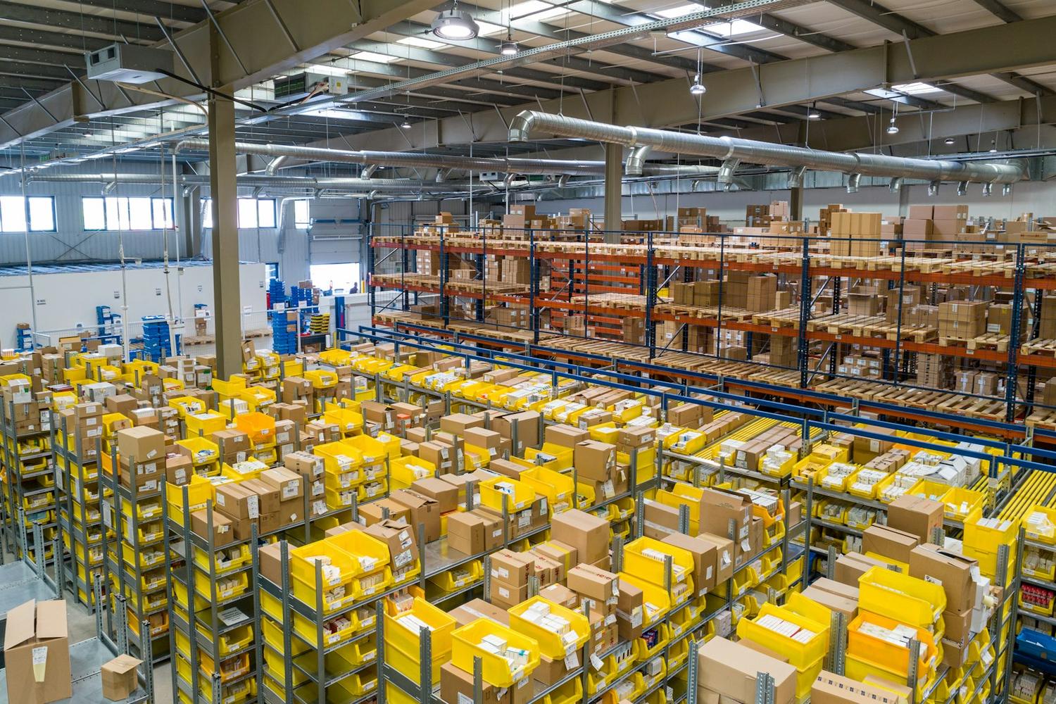 Warehouse shelving and bins